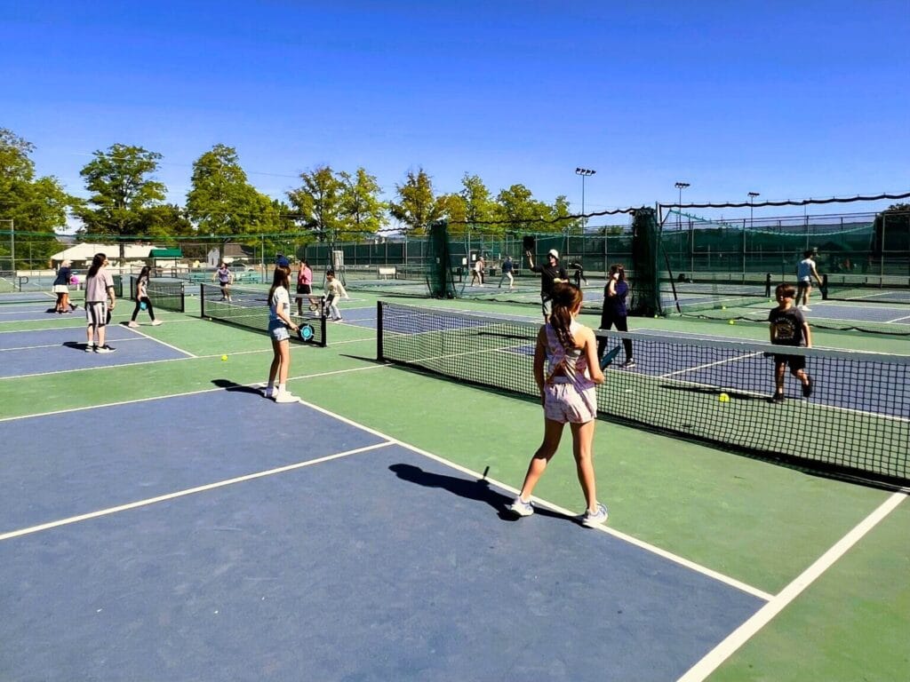 junior pickleball players training at Reno Tennis Center